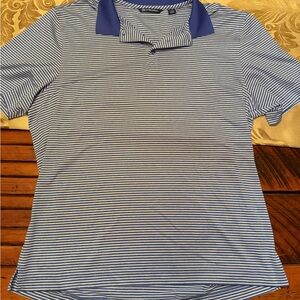 Cutter & Buck Navy and White Striped Polo